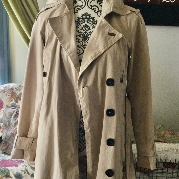 Zara Trench Coat Tan with suede accents size Small - Picture 4 of 16
